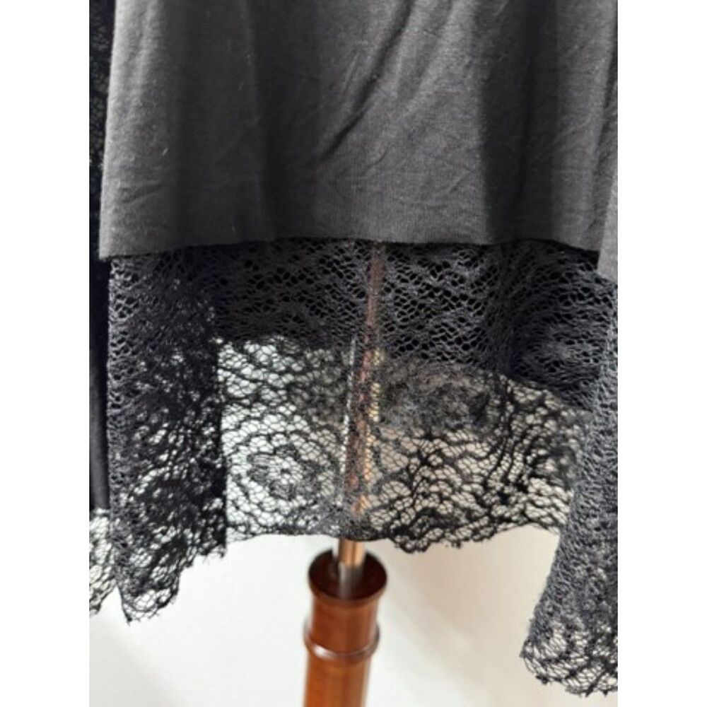 POL Embroidered Lace Hem Mock Neck Mini Dress Boho Large - Picture 3 of 12